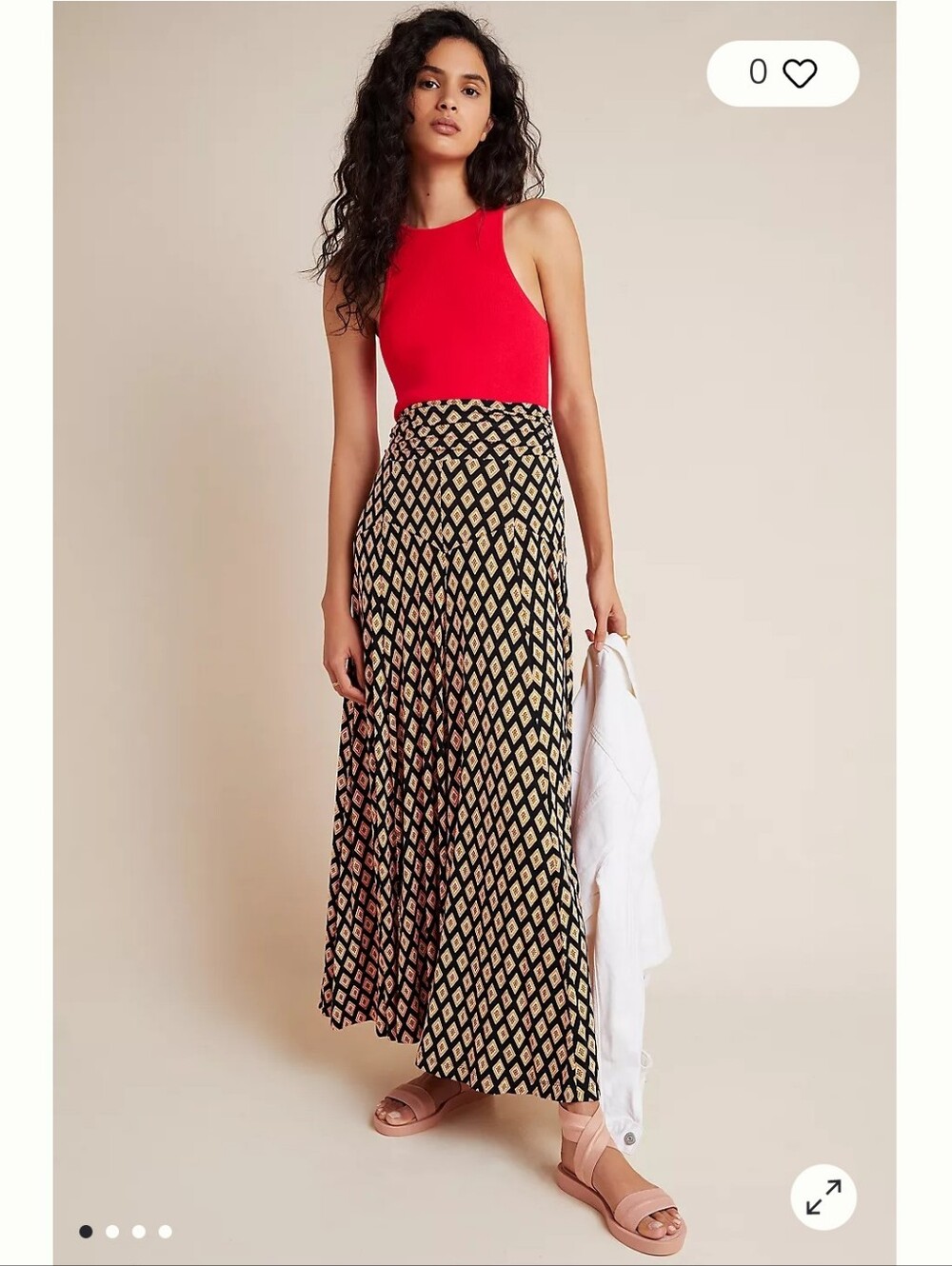 Anthro Maeve Women's Small High-Waist Abstract Print Maxi Skirt Black & Cream